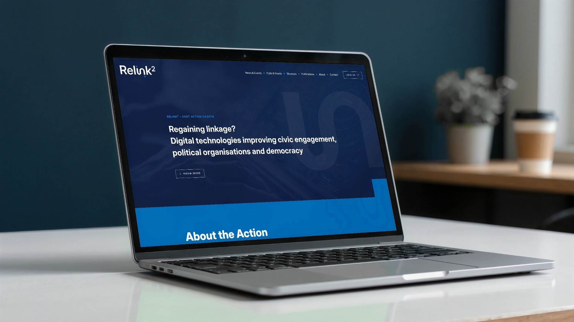 RELINK² website homepage shown on a laptop