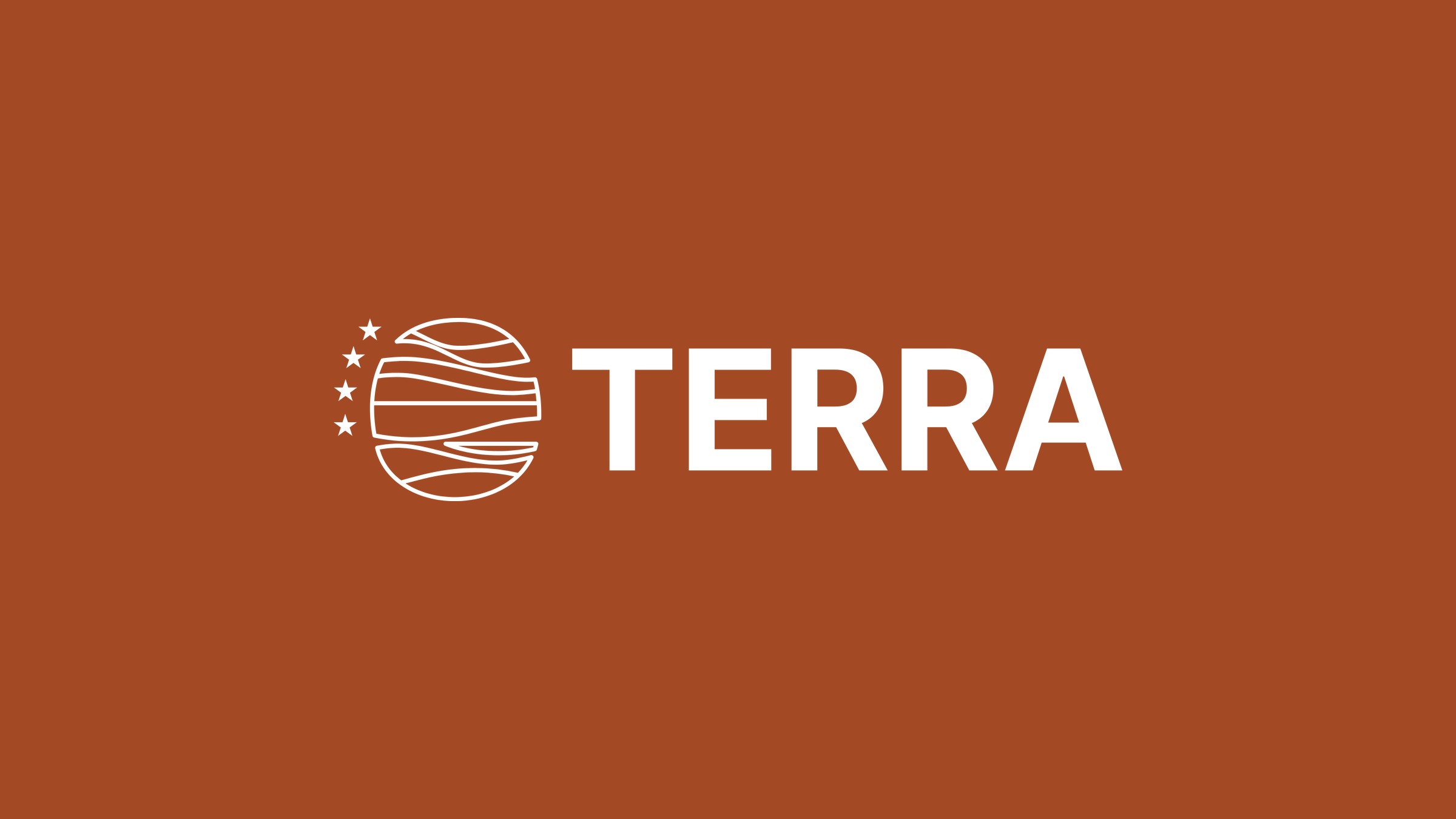 TERRA logo in white on terracotta